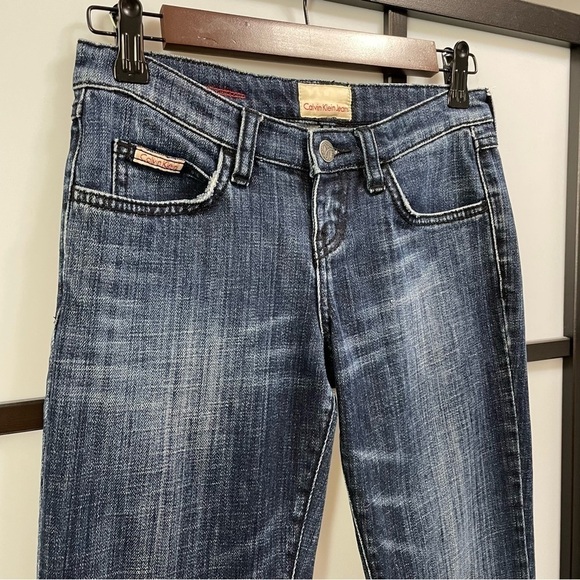 𝅺[26/32] Vintage Calvin Klein Bootcut Dark Wash Low-Rise Denim Jean Women’s - Picture 3 of 14